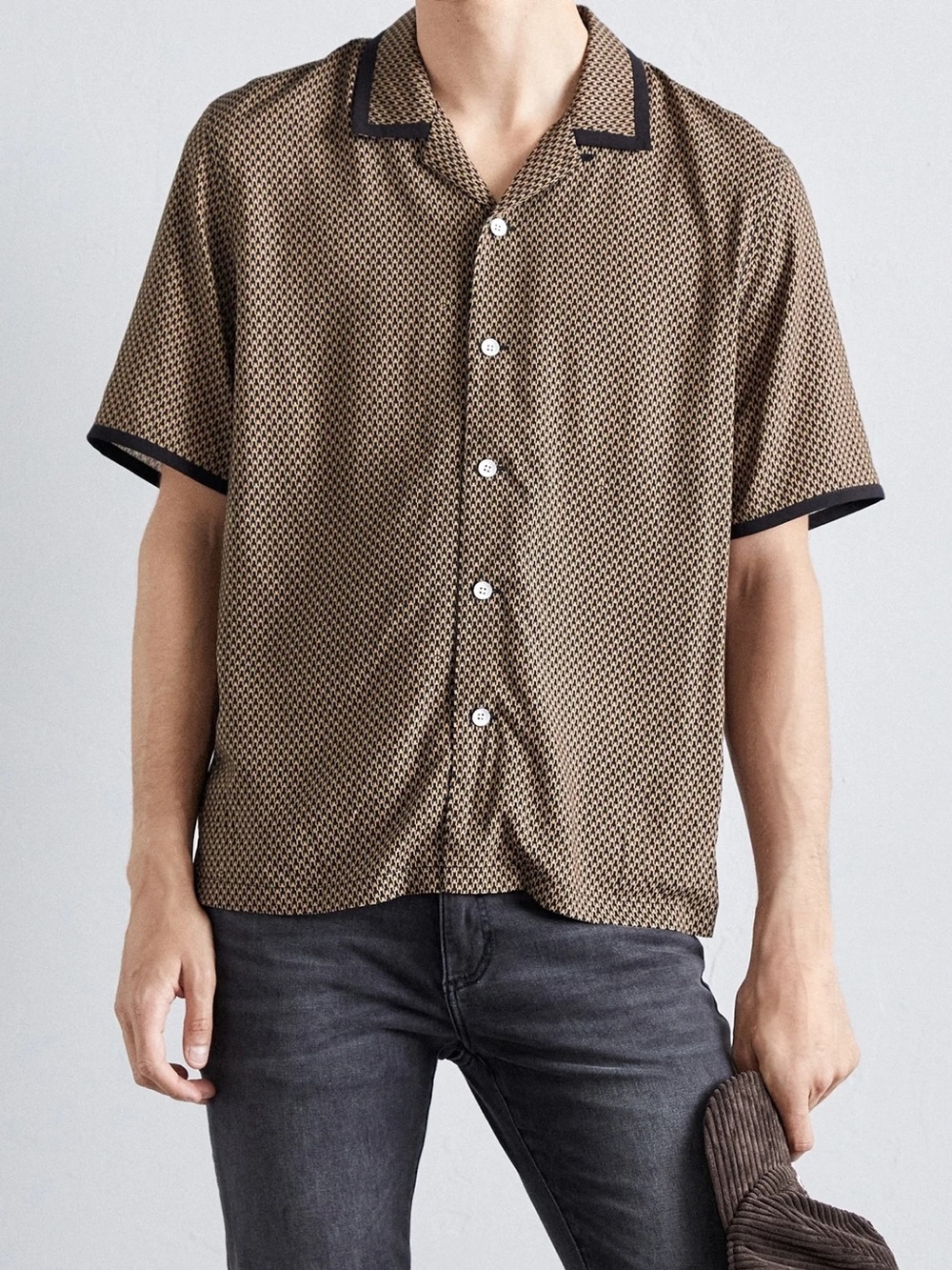 Rag & Bone Men's Avery Geo-Print Camp Shirt Size S Button-Down